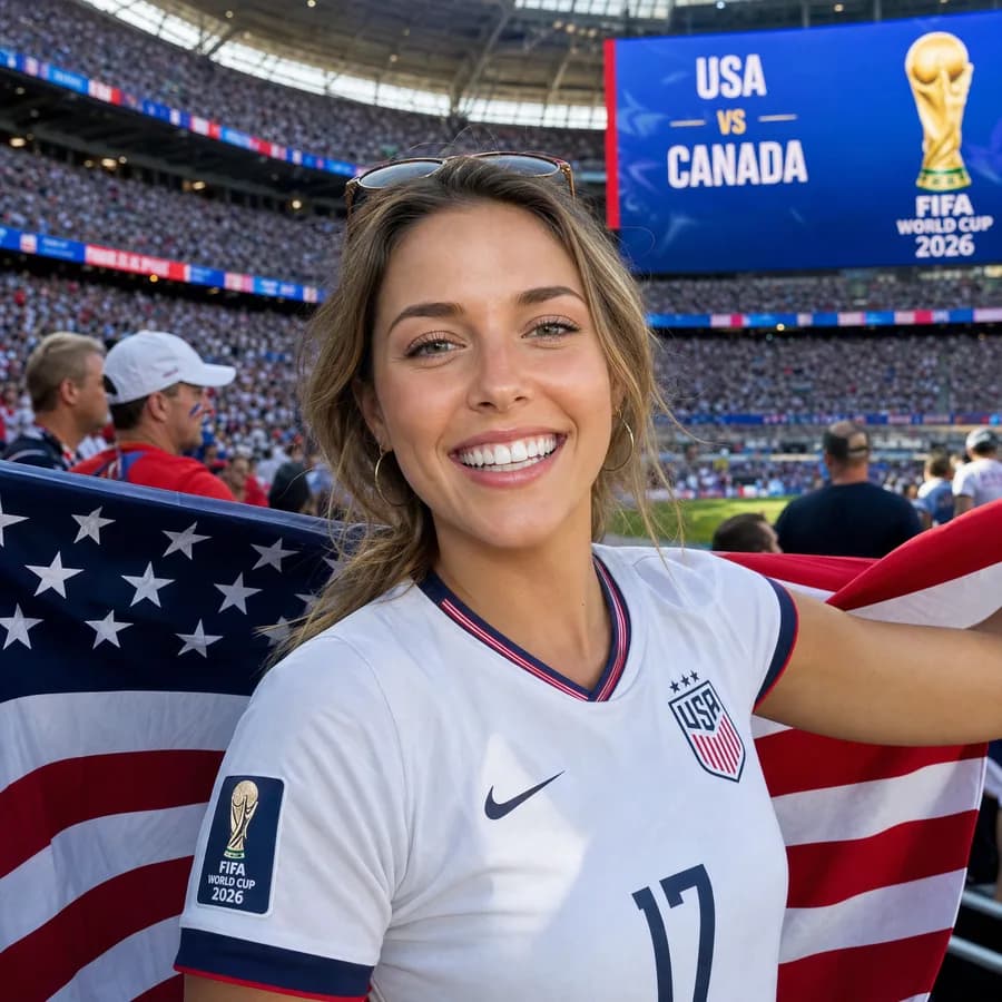 American fan with USA flag celebrating FIFA World Cup 2026 dental tourism Cali Colombia