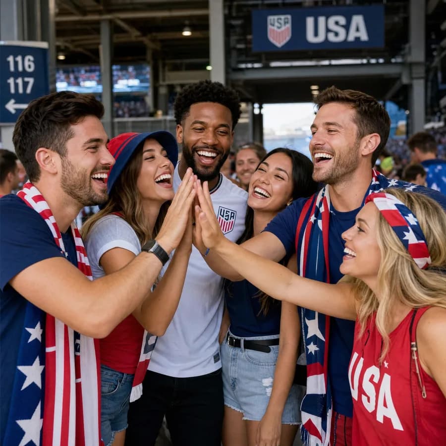 Happy USA fans perfect smile FIFA World Cup 2026 dental tourism Colombia