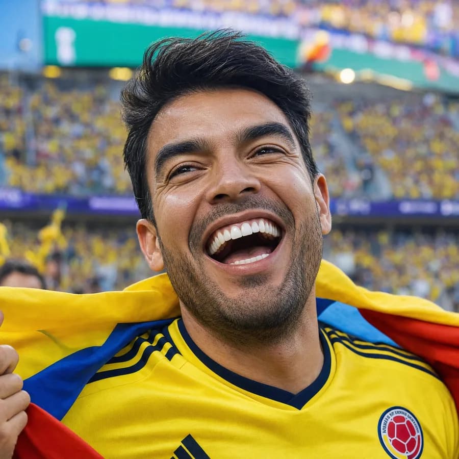 Paciente colombiano con sonrisa perfecta blanqueada lista para el Mundial 2026