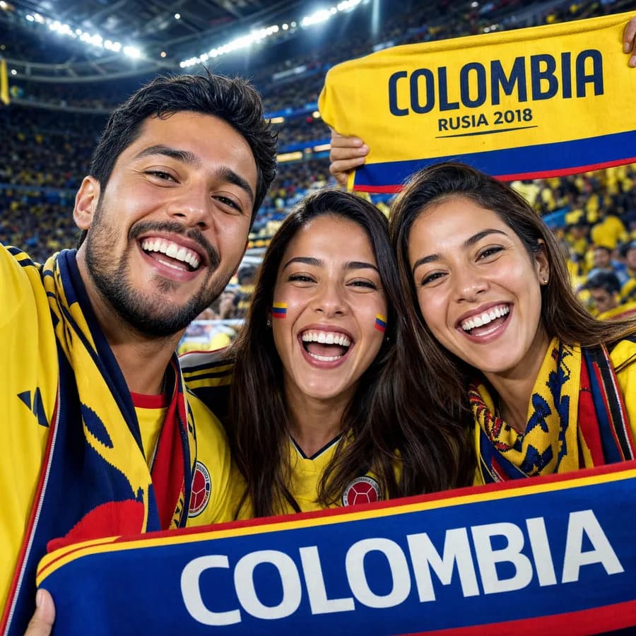 Familia colombiana celebrando el Mundial con sonrisas transformadas en Dental Care Norte